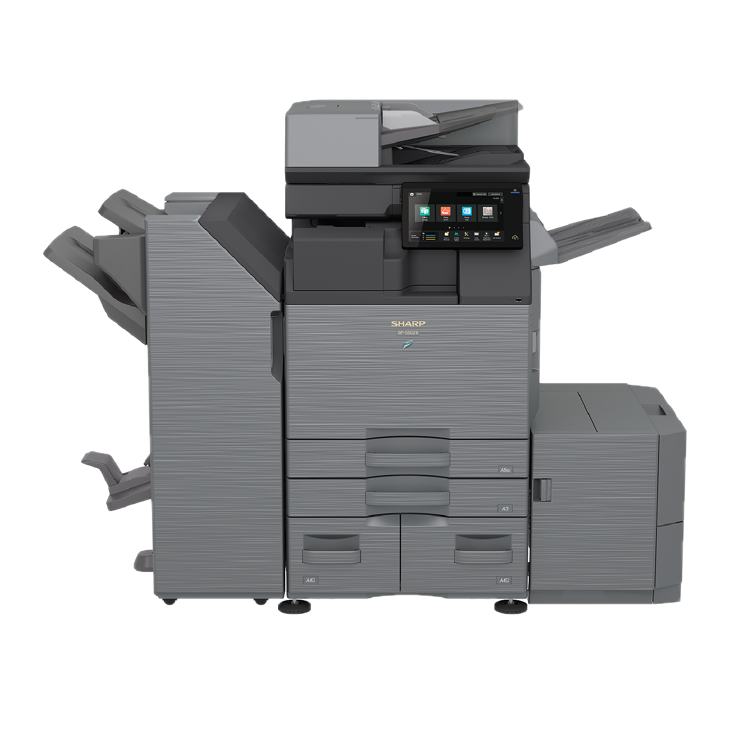 A black colored multifunction printer